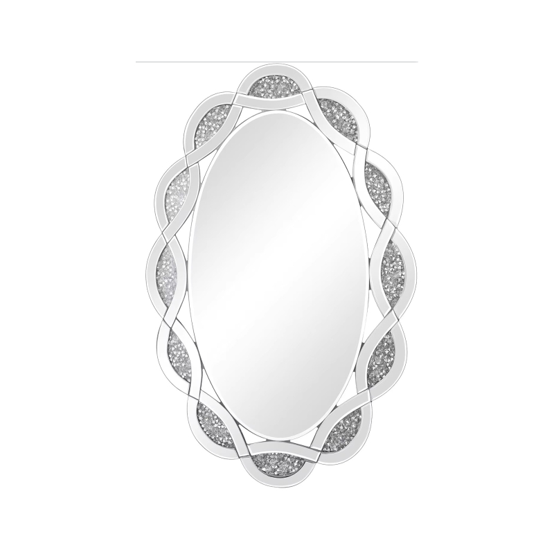 Crystal Decorative Silver Mirror Gorgeous Crush Diamond Mirror For Wall Decoration